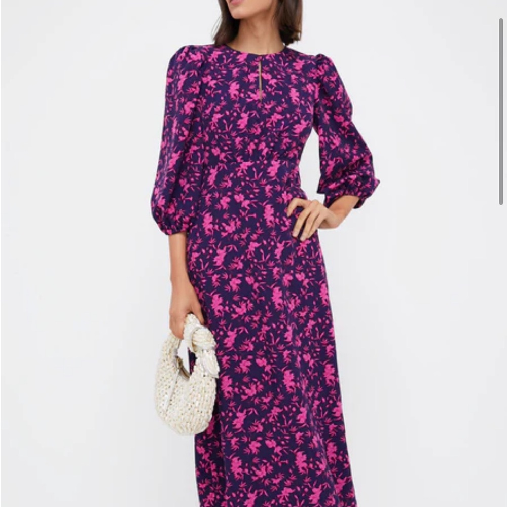 Navy & Fuchsia Floral Norma Maxi Dress - Worn Once!